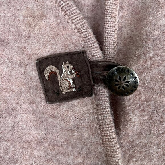 Vintage Wool Vest Cardigan Embroidered Squirrel Oversized Whimsical Rustic 90s - Picture 3 of 9